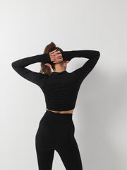 Yoga Workout Set Long Sleeve Crop Top & Leggings