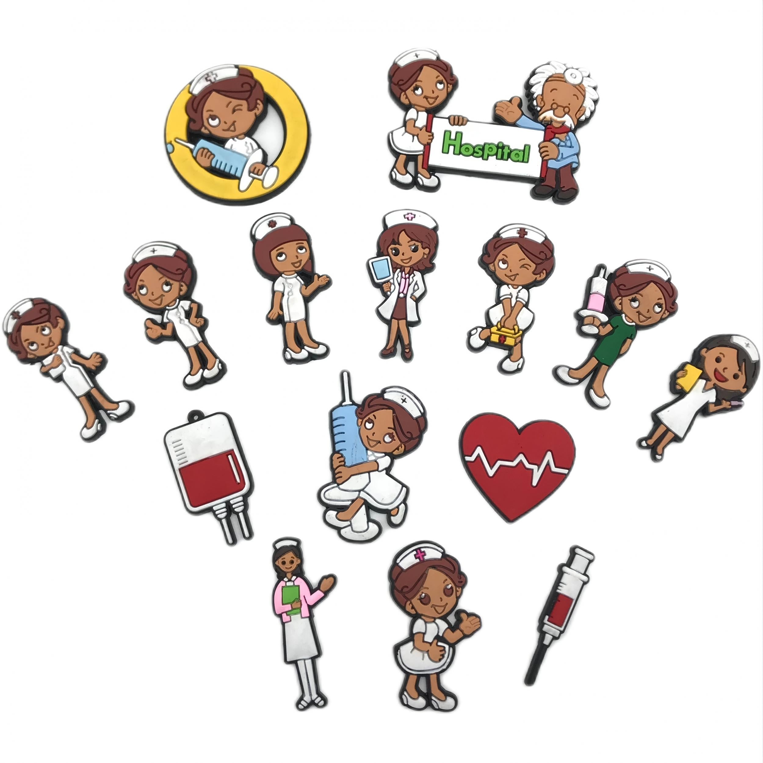 15pcs Nurse Pattern Shoe Decorations for Christmas & Birthday Favors
