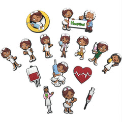 15pcs Nurse Pattern Shoe Decorations for Christmas & Birthday Favors