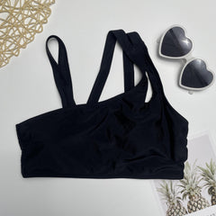 Stretchy Bikini Top Asymmetrical Neck Beachwear Top