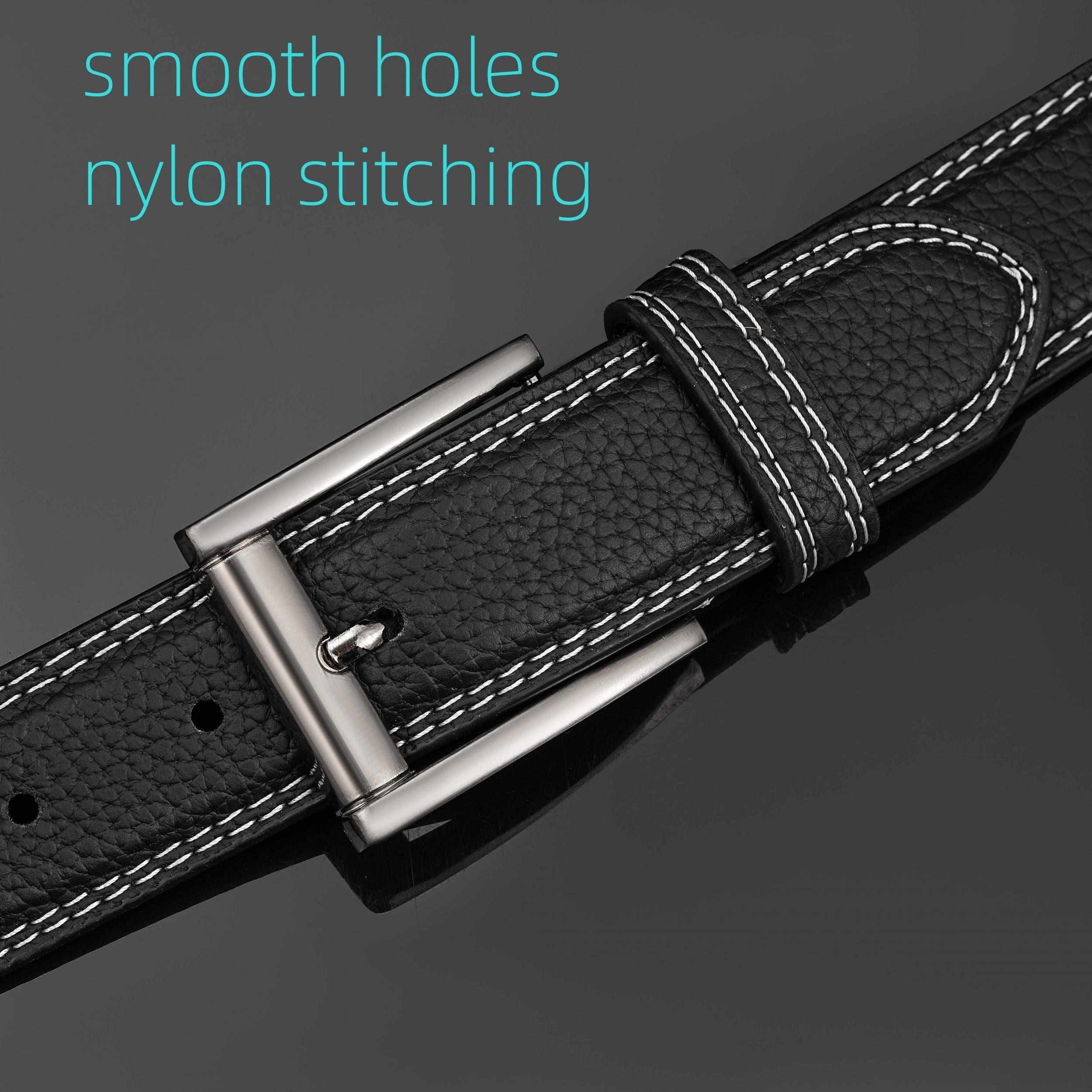 Men's Leather Belt Feather Edge Pin Buckle Jeans Belt