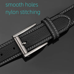 Men's Leather Belt Feather Edge Pin Buckle Jeans Belt