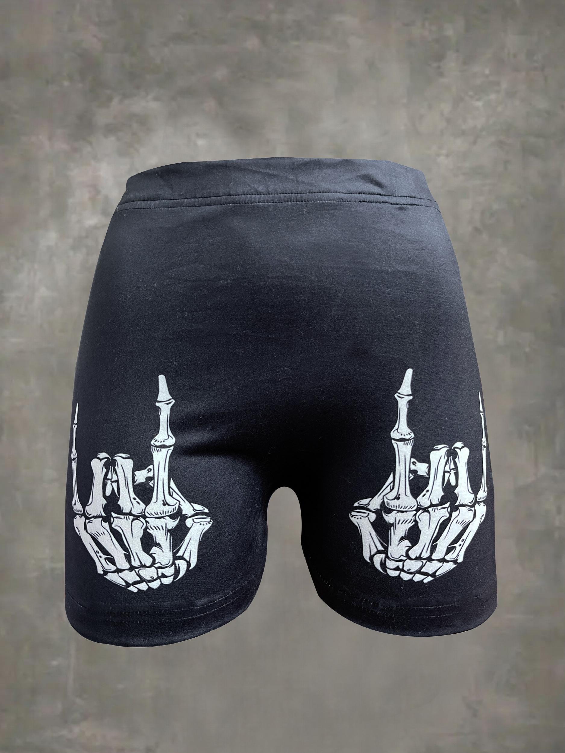 Hand Bone Print Casual Shorts for Women