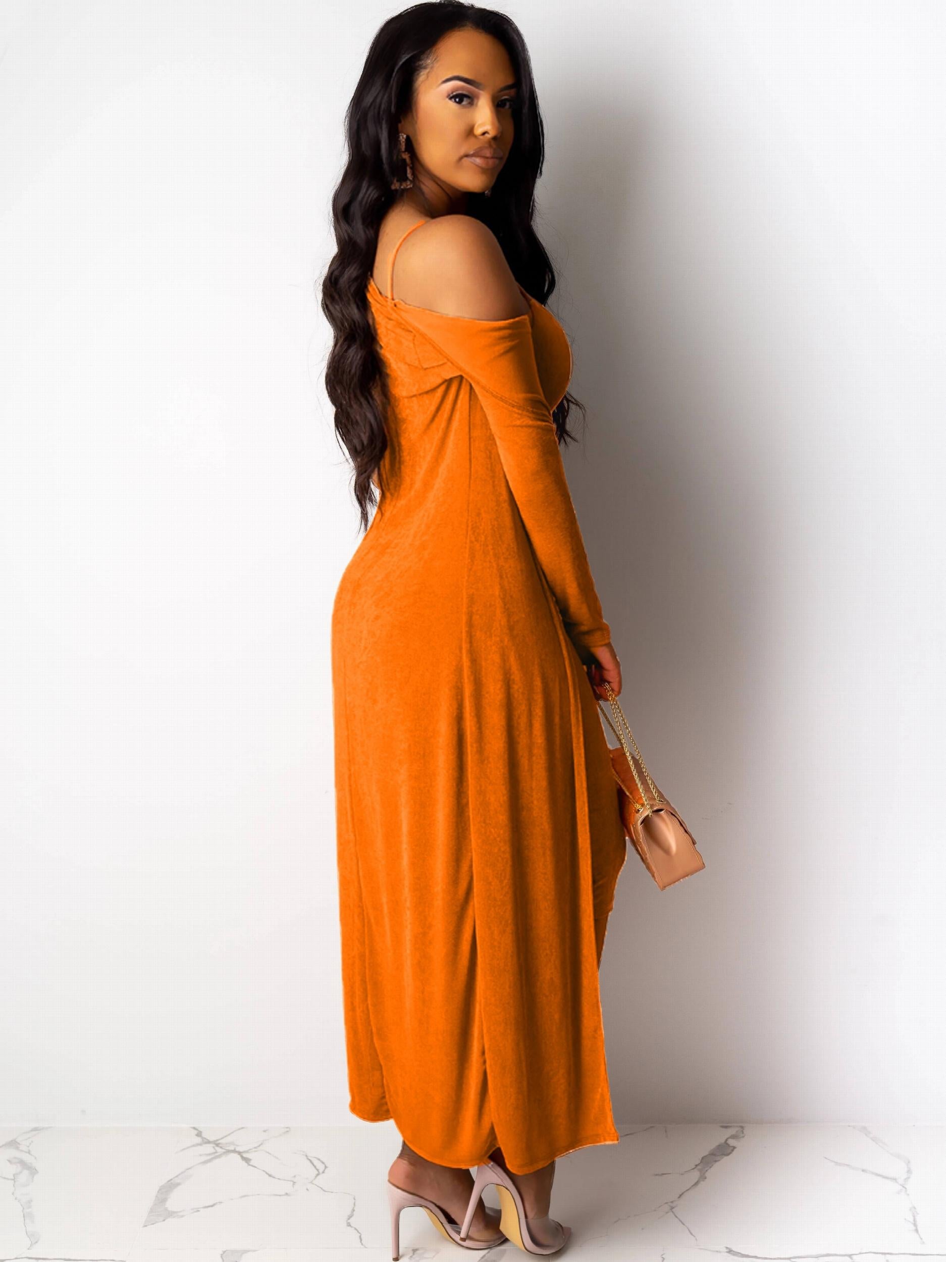 Casual 2 Piece Set Long Cardigan & Bodycon Dress Outfit Women's Clothing
