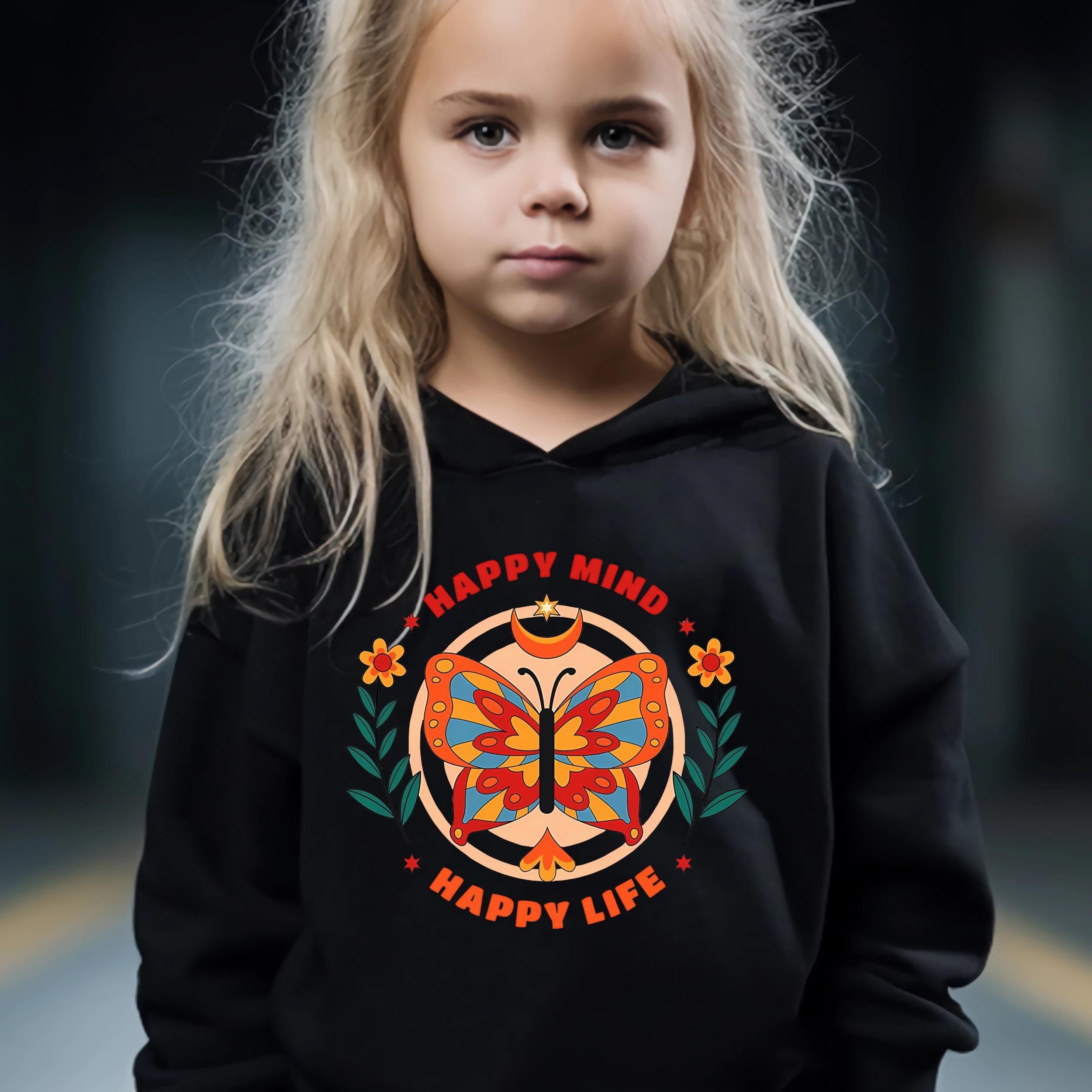Butterfly Pattern Hooded Sweatshirt Girls Hoodies Pullover & Sweatpants