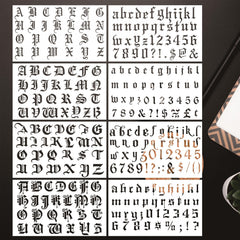 8pcs Old English Lettering Stencils Gothic Font Templates for Drawing