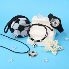 4pcs Boys' Quartz Watch Set Sport Style Silicone Strap Football Design