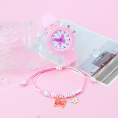 Girls' Sweet Style Glow in Dark Butterfly Watch Set