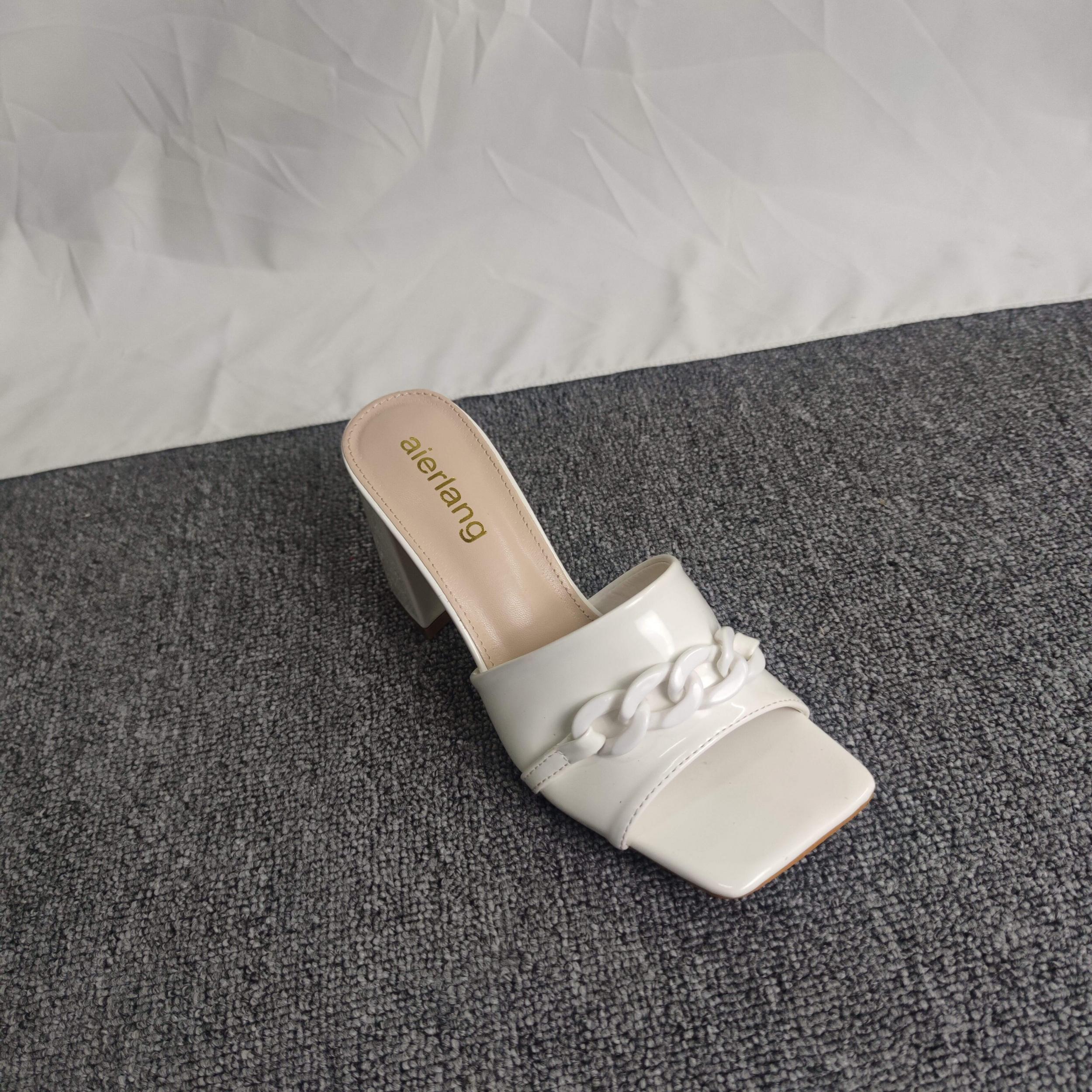 Women's Chain Decor Mule Sandals High Heels