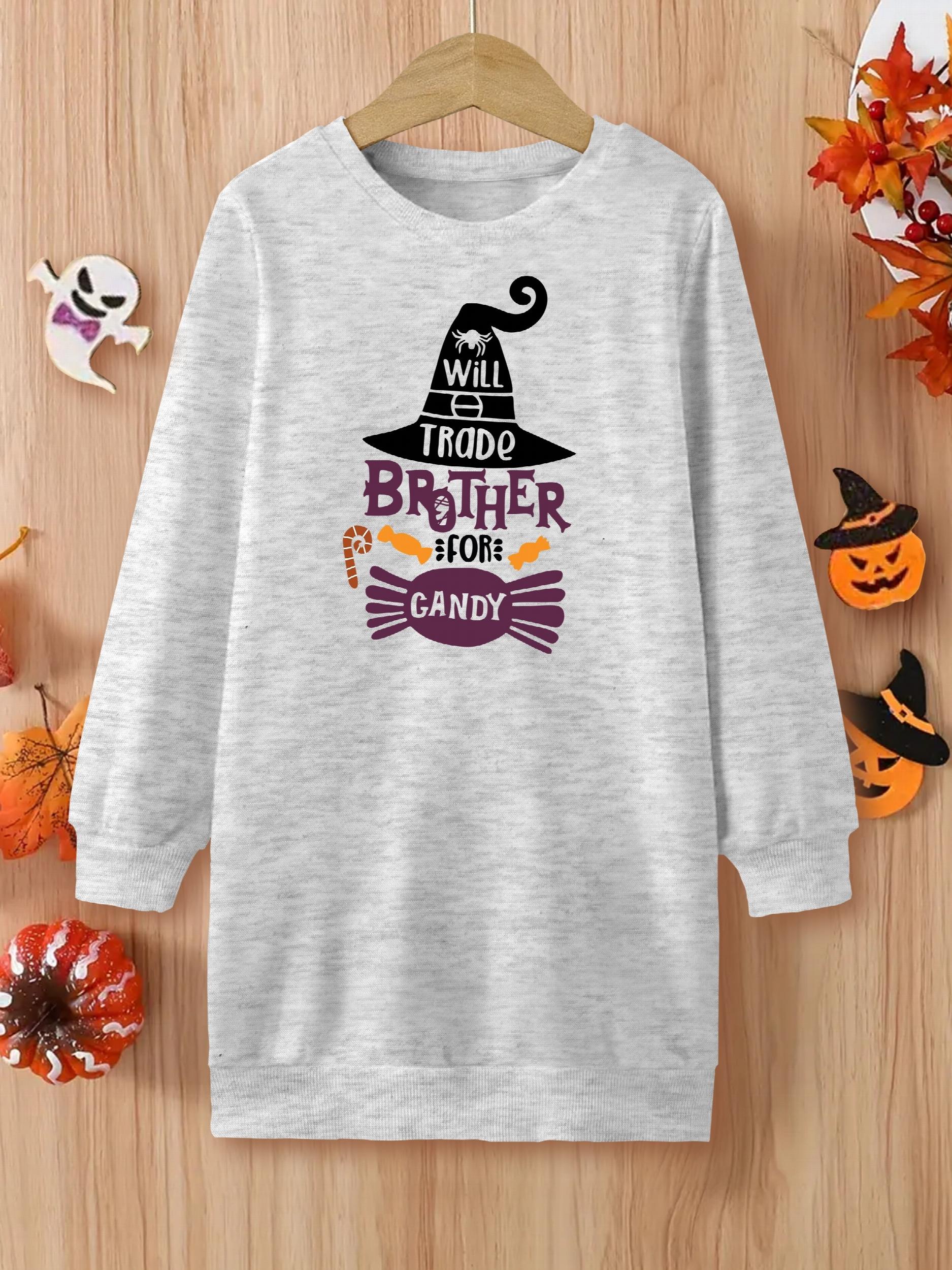 Spooky Mini Halloween Girls Crewneck Sweatshirt Dress Spring Fall