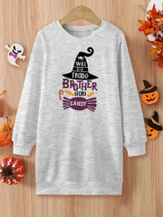 Spooky Mini Halloween Girls Crewneck Sweatshirt Dress Spring Fall