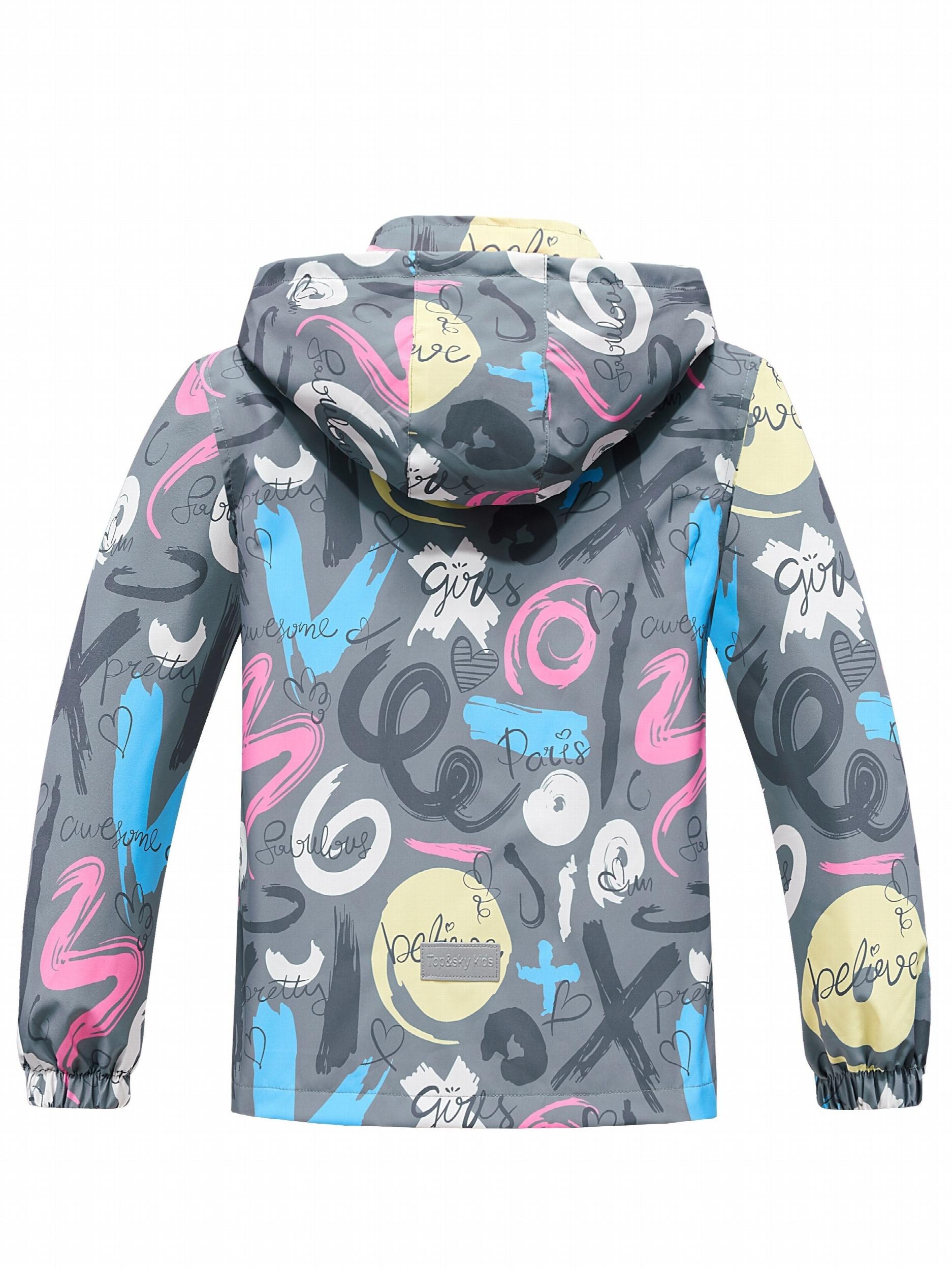 Girls' Graffiti Print Hooded Windbreaker Jacket