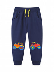 Boys Excavator Embroidered Long Pants Spring Autumn Kids Clothing