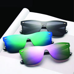 Photochromic Square Sunglasses Men Women Rivet Decor UV400