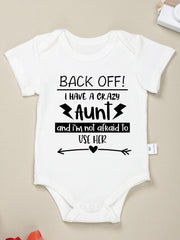 Cotton Baby Onesies Crazy Aunt Letter Print Soft Romper 0-24M