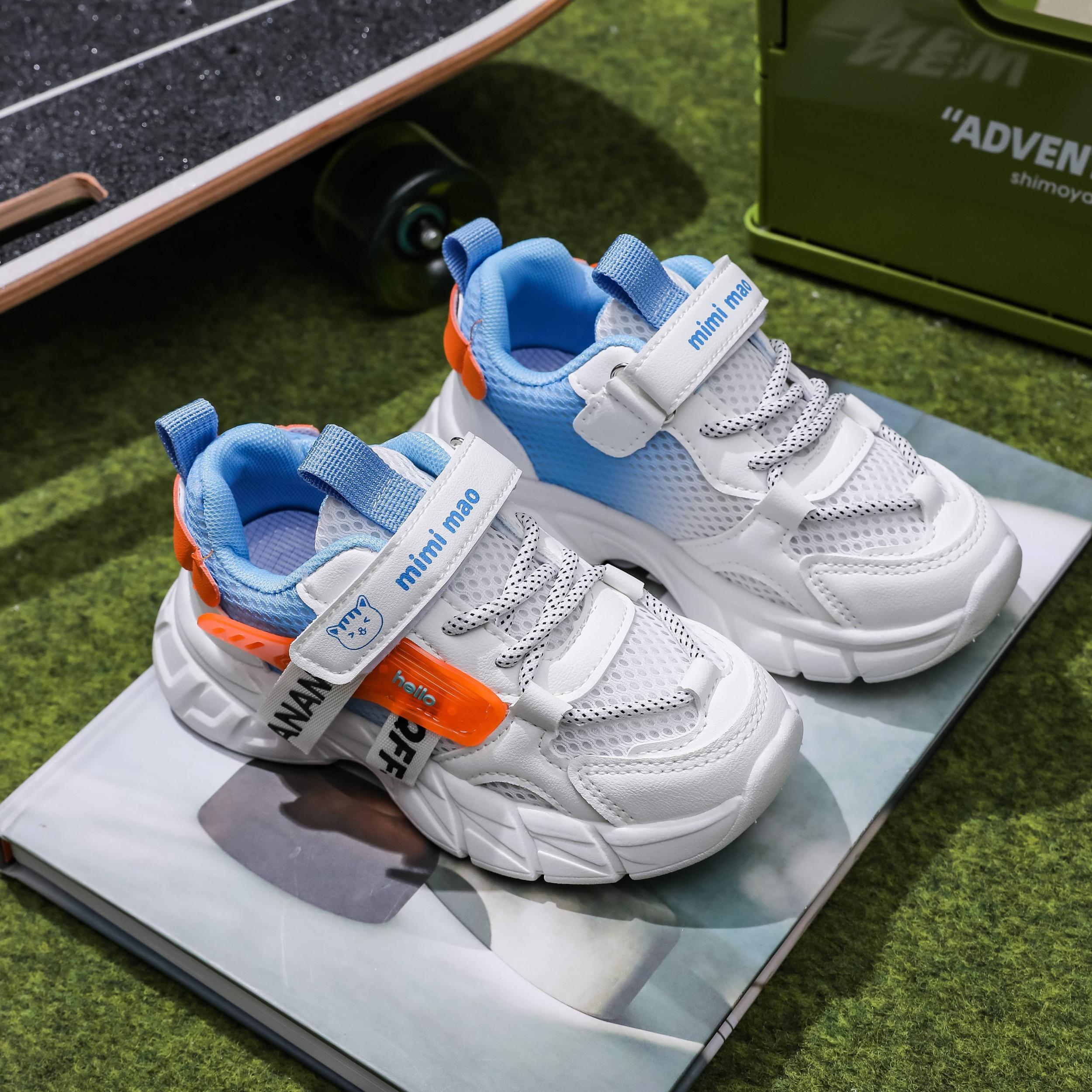 Girl's Contrast Sneakers With Hood Loop Casual Sports Outdoor Shoes