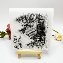 Christmas House Transparent Stamp for Card Making Decor