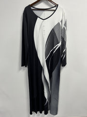 Stripe Print Long Sleeve Maxi Dress with Pockets
