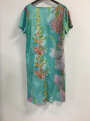 Floral Print V Neck Tee Dress With Pockets