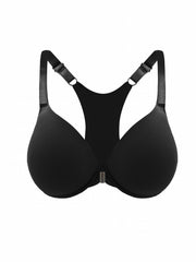Sports Bra Solid Front Closure Racer Back Padded Bralette
