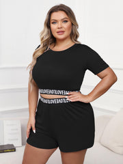 Casual Loungewear Set Solid Letter Tape Crop Top & Shorts