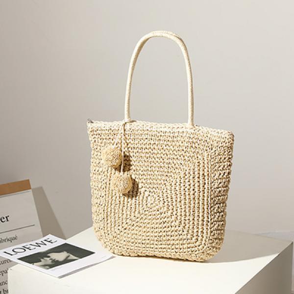 Large Capacity Hand-Woven Wild Straw Bag Beach Shoulder Handbag