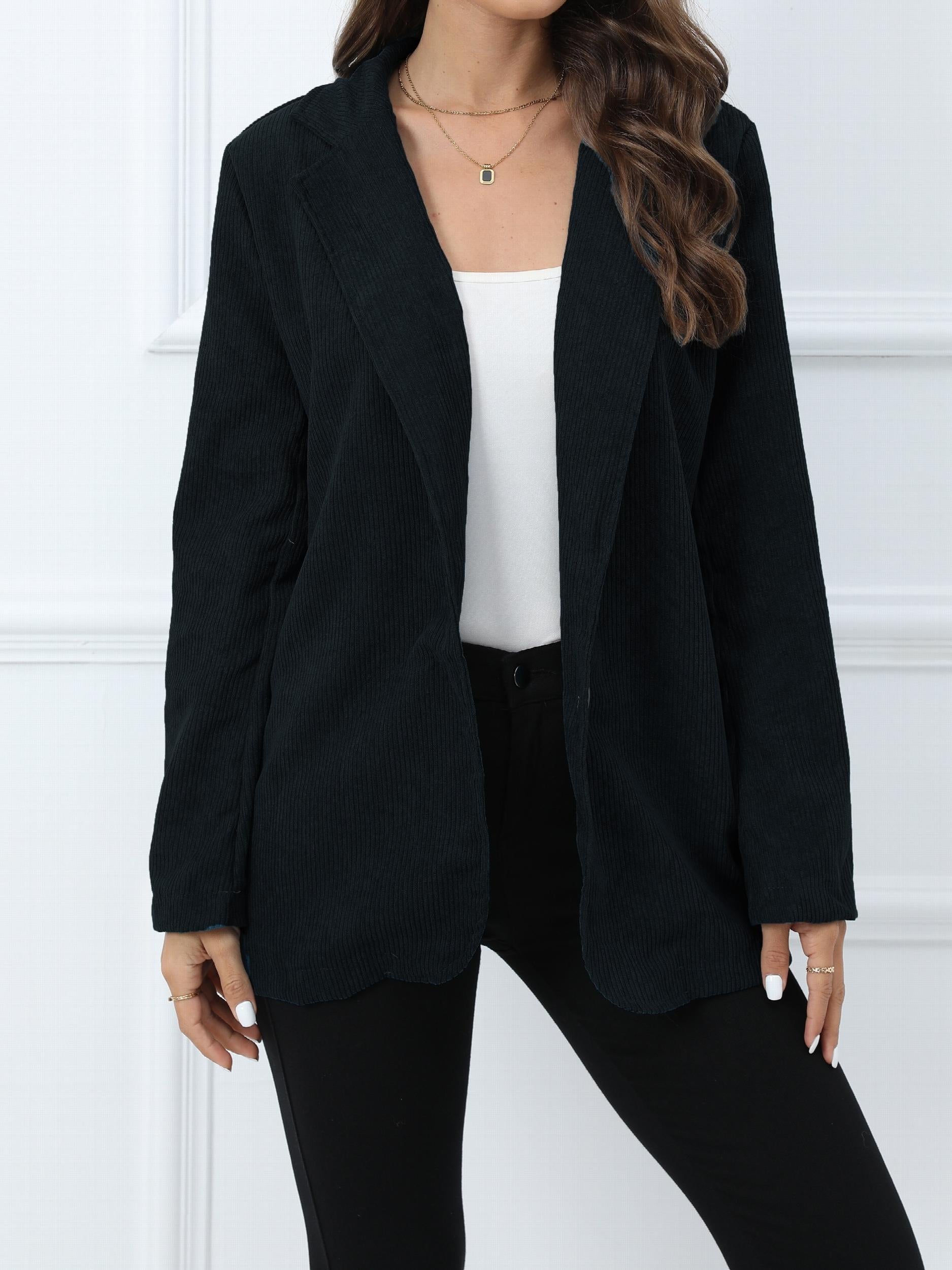 Corduroy Slim Blazer Coat Casual Solid Long Sleeve Loose Fall Winter Blazer