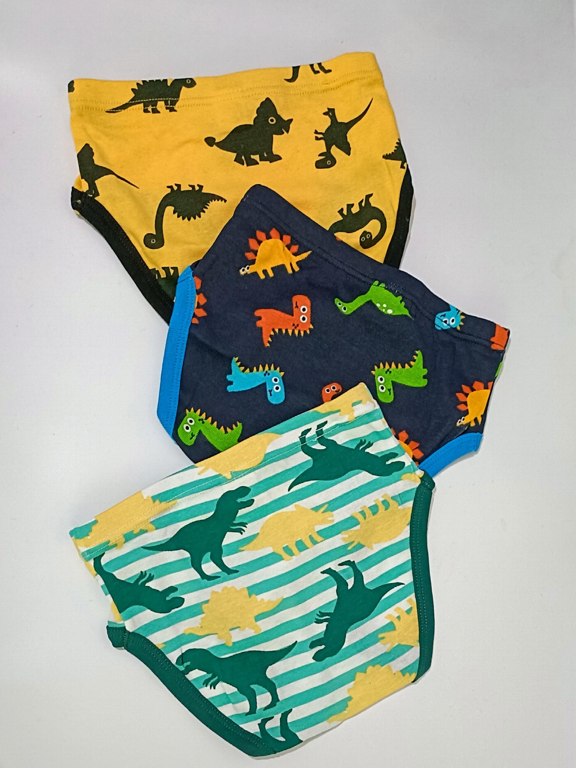 3pcs Boys Dinosaur Print Cotton Briefs Underwear Clothes