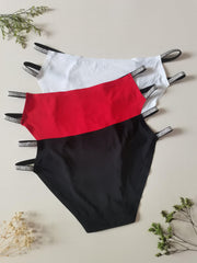 3pcs Seamless Low Waist Cut Out Panties Soft & Comfy Intimates Lingerie