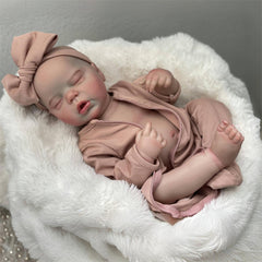 Realistic Bald Vinyl Baby Girl Reborn Doll with Bow - Perfect Gift for Girls
