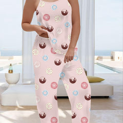 Donut Print Cami Top & Pants Pajamas Set