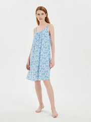 Floral Print Nightdress Crew Neck Sleep Dress Women's Sleepwear