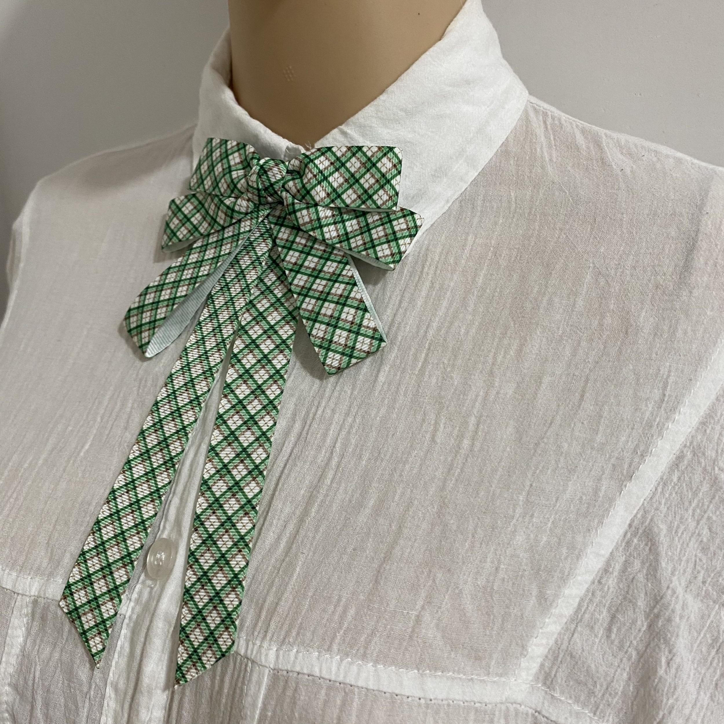 Green Plaid Bow Tie Three Layer Brooch Neck Ties