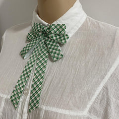 Green Plaid Bow Tie Three Layer Brooch Neck Ties