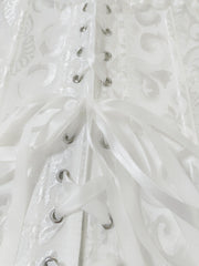 Strapless Corset Bustier Tummy Control Lace Up Jacquard Body Shaper