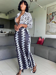 Boho Fringe Trim Plus Size Maxi Skirt