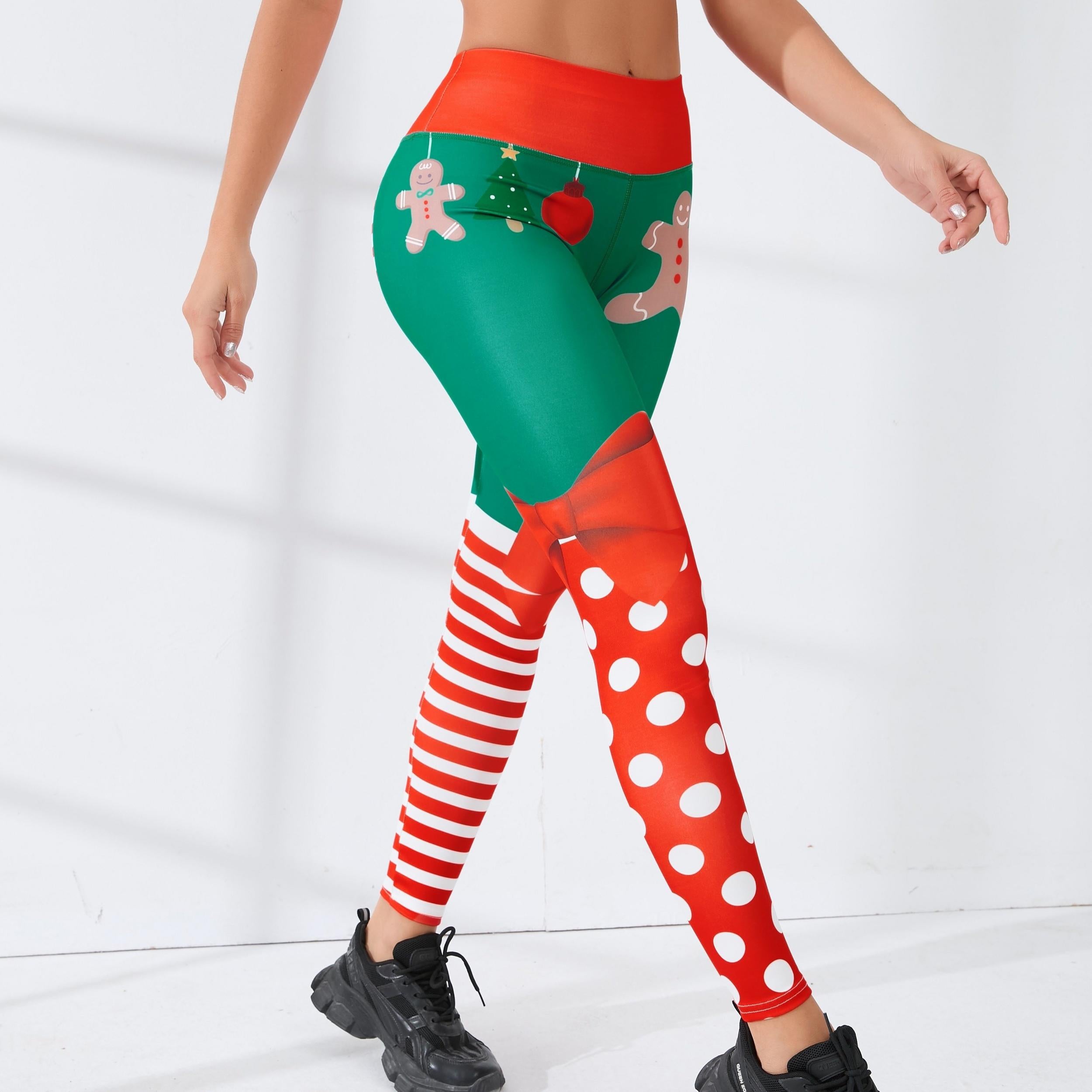 Christmas Print High Waist Fitness Pants for Women