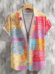 Mens Hawaiian Shirt Paisley Print for Summer Vacation