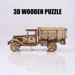 Vintage Truck Wooden Jigsaw Puzzle w/ Moving Parts & Flexible Suspension