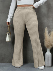 Ribbed High Rise Flare Leg Trousers