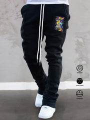 Graphic Print Comfy Flared Trousers Men s Casual Stretch Hip Hop Style Joggers