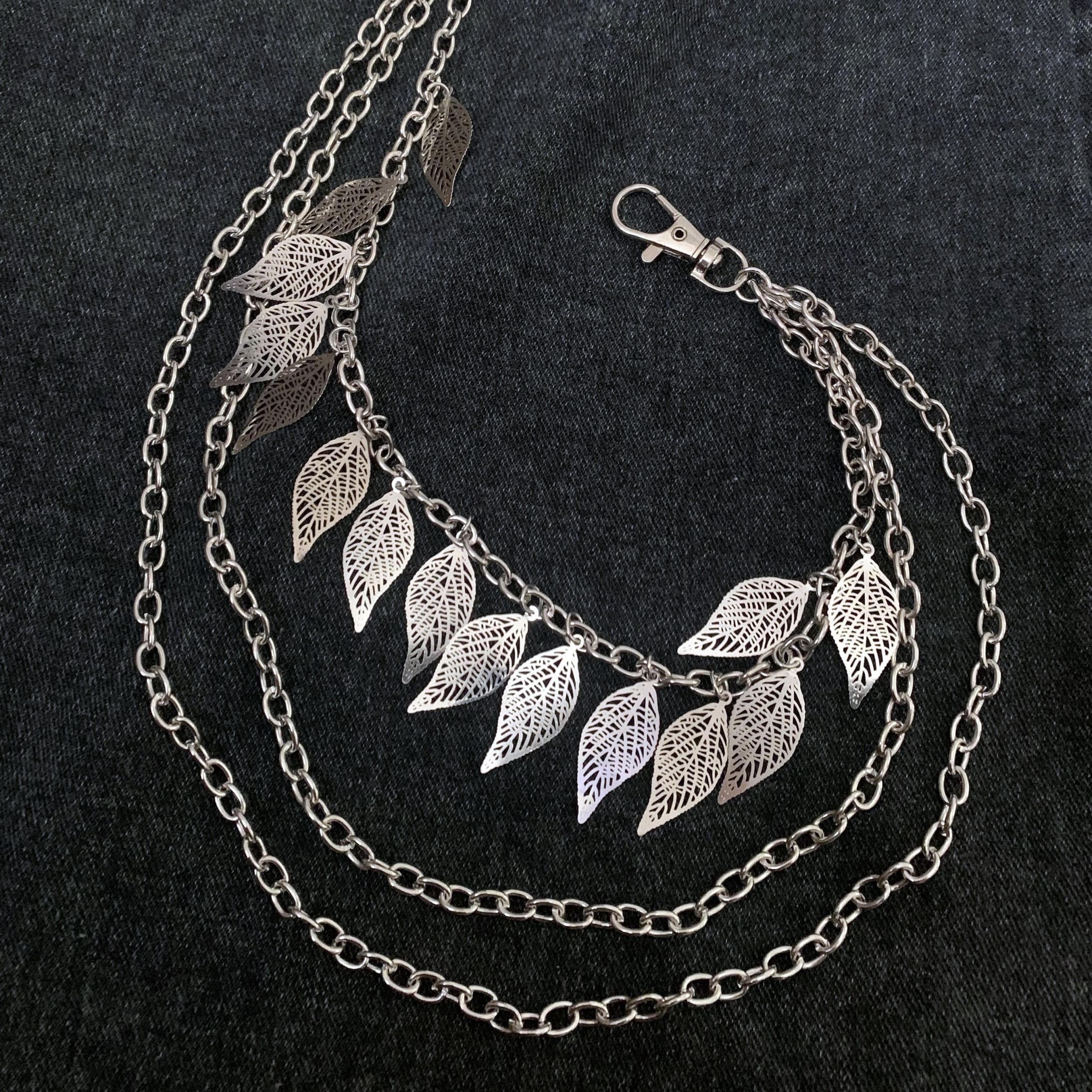 Leaf Charm Pendant Layered Pant Chain Waist Chain