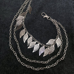 Leaf Charm Pendant Layered Pant Chain Waist Chain