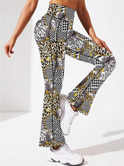 Leopard Print Yoga Flare Leg Pants High Stretch Hip Lifting Fitness Pants