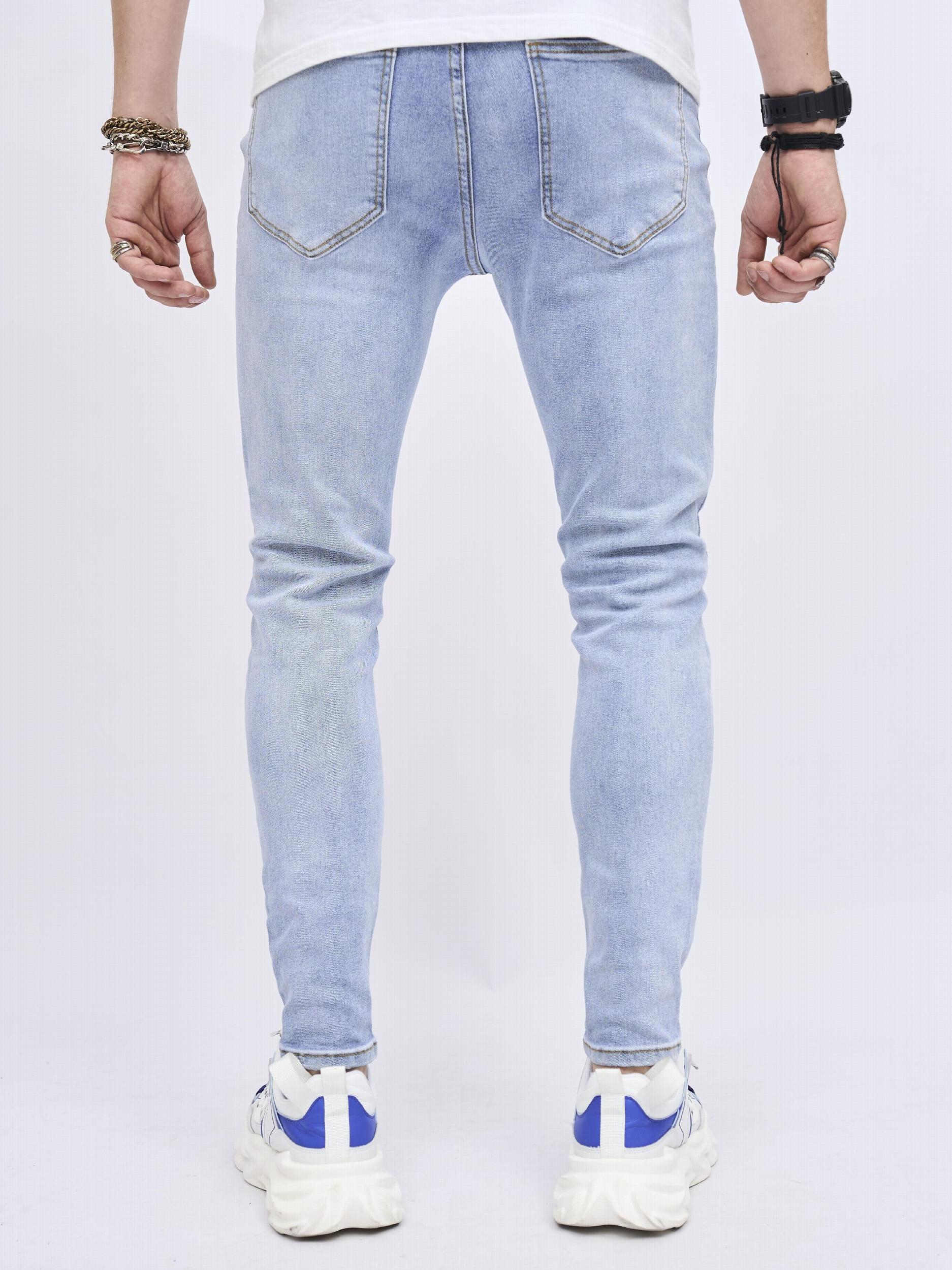 Men's Ripped Cotton Jeans, Street Style Denim Pants