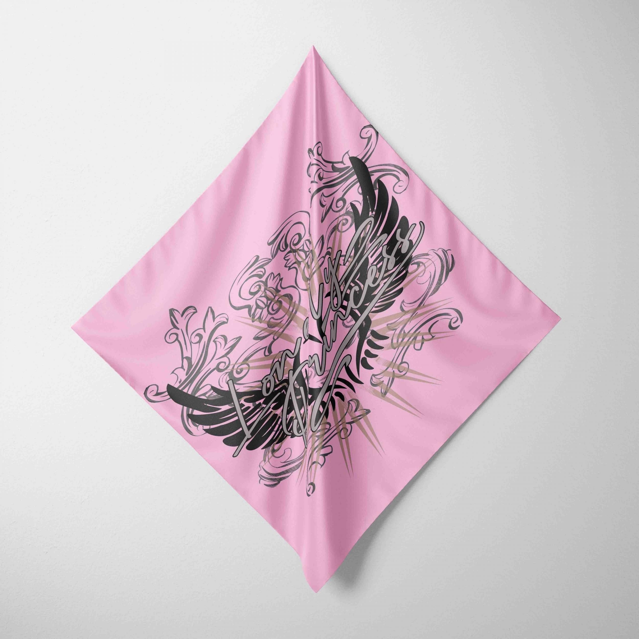 Pink Bandana Hip Hop Square Scarf Headband For Women
