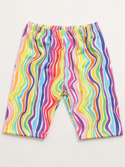 Toddler Girl Casual Shorts Rainbow Stripes Breathable Stretchy