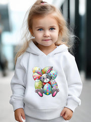 Girls 2pcs Rabbit and Eggs Hooded Sweatshirt Set