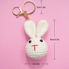 Hand Knitted Pendant Cartoon Bunny Bear Pumpkin Yarn Keychain