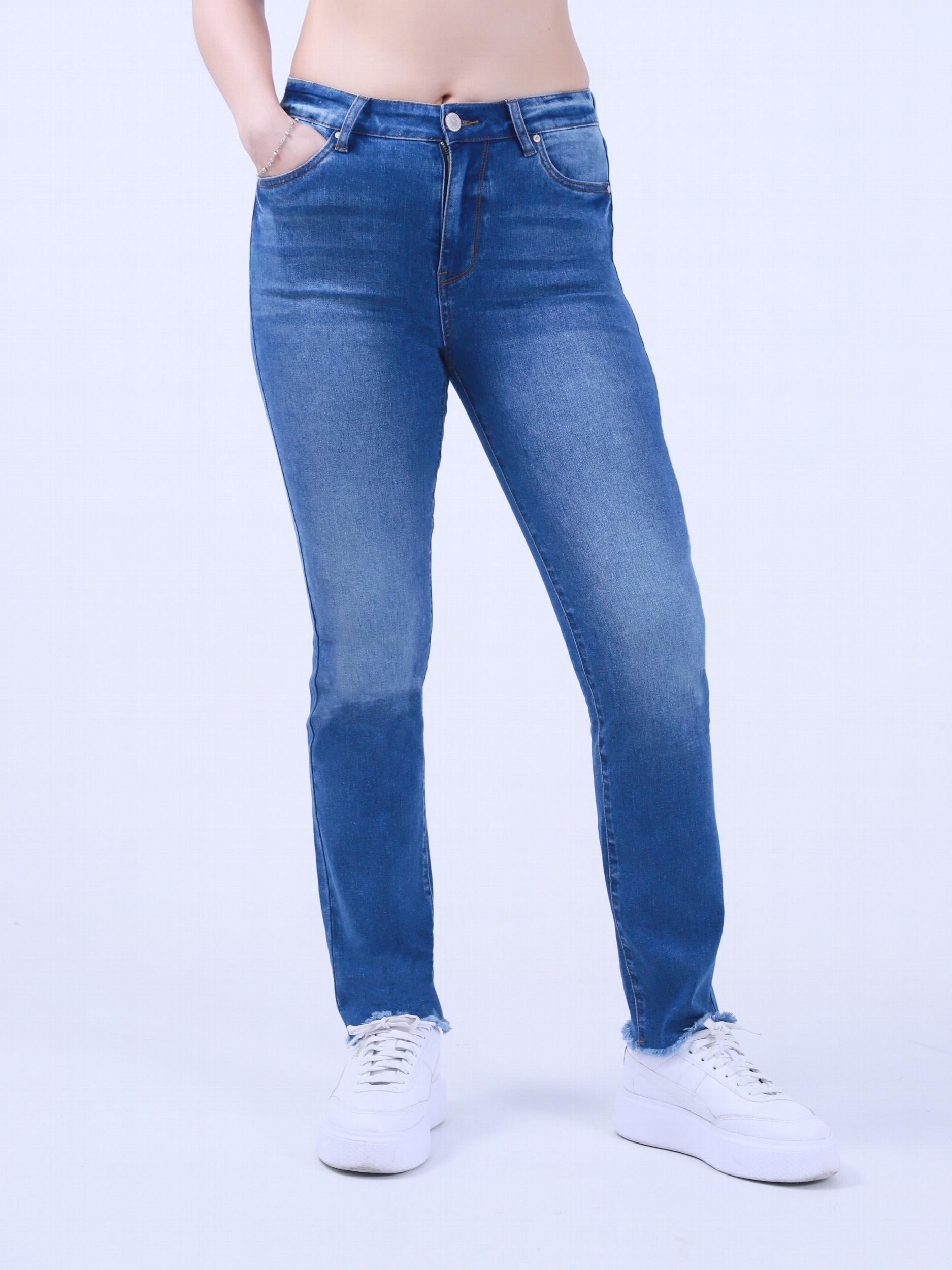 High Stretch Fringe Trim Skinny Jeans